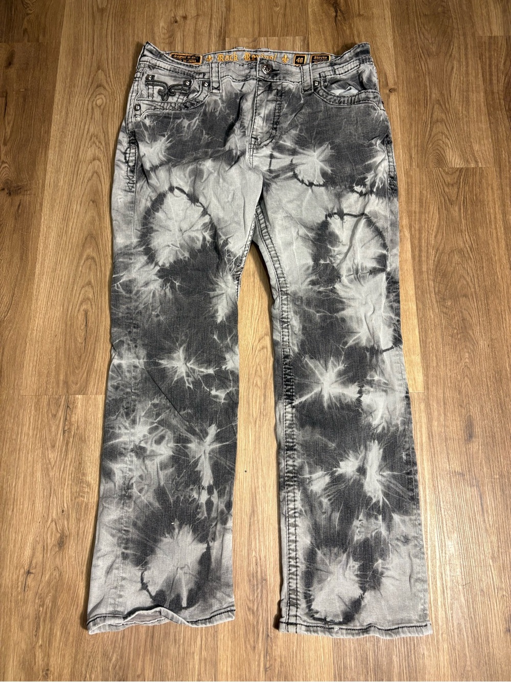 Rock Revival Men’s Steven Straight Leg Jeans Tie Dye Size 40